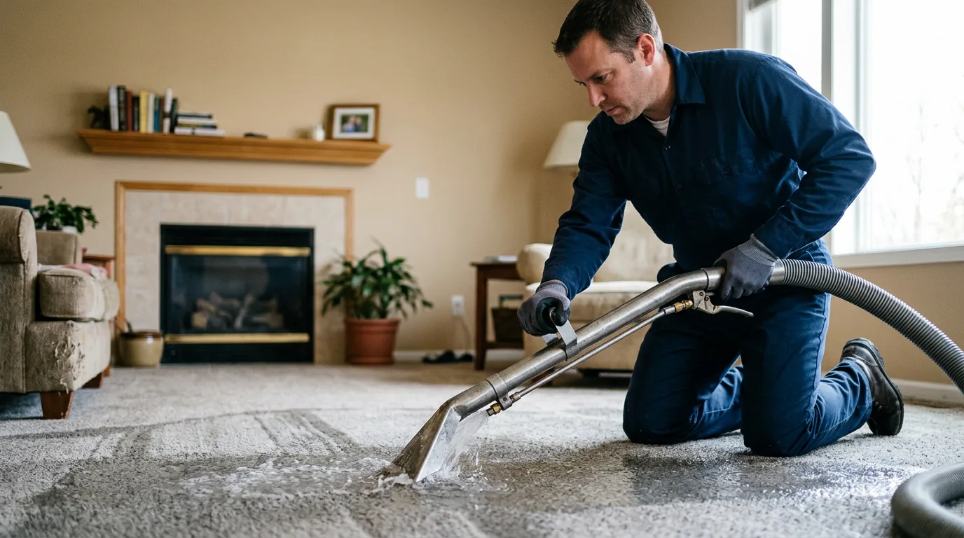 Water damage restoration technician working near New Durham, NH